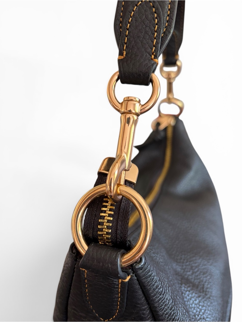 Coach Pennie Black Pebbled Leather Shoulder Hobo Bag with Gold Hardware - Picture 9 of 16